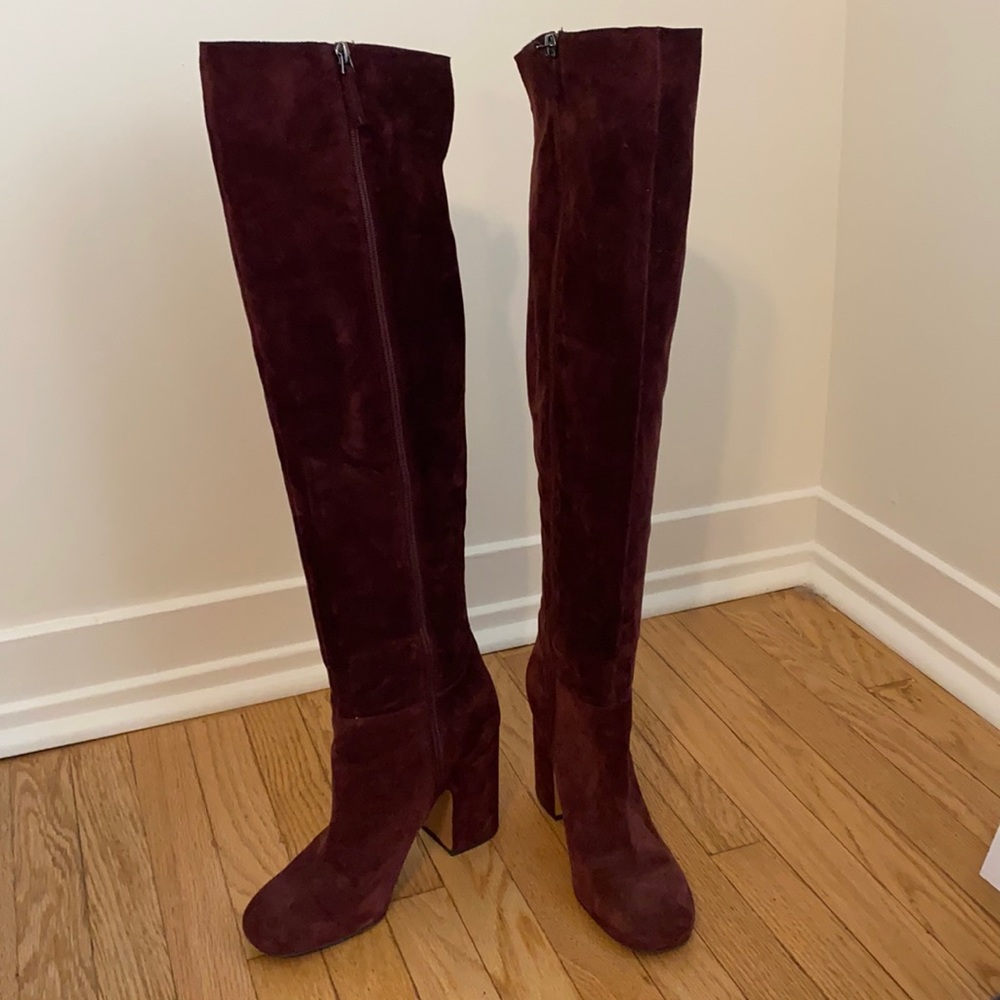 Franco Sarto Laurel over the knee suede boot wine